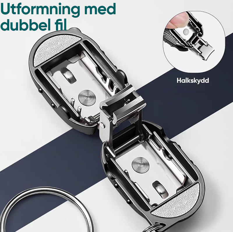"Bärbar hopfällbar nagelklippare för nyckelring, kompakt design i rostfritt stål för enkel och effektiv nagelvård."