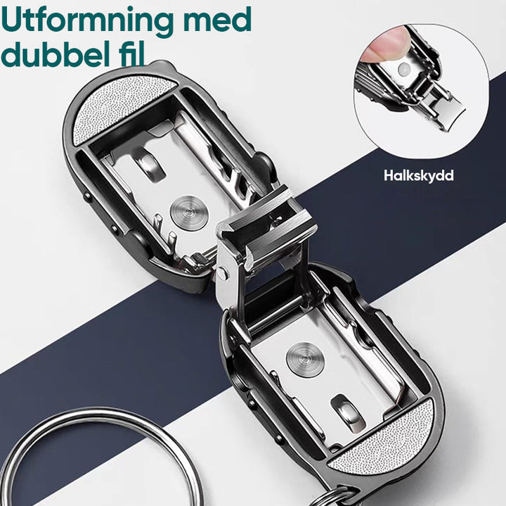 "Bärbar hopfällbar nagelklippare för nyckelring, kompakt design i rostfritt stål för enkel och effektiv nagelvård."