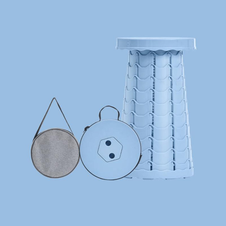 "Bärbar, ihopfällbar pall för utomhusbruk i kompakt design, grön färg, perfekt för camping och sportevenemang."