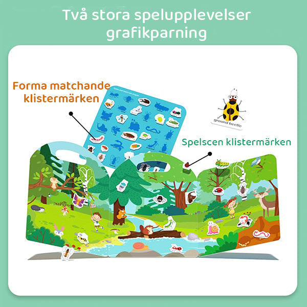 "Bärbar Jelly Quiet-Bok för barn med sex färgglada teman som djur och rymden, lätt att bära med handtag."