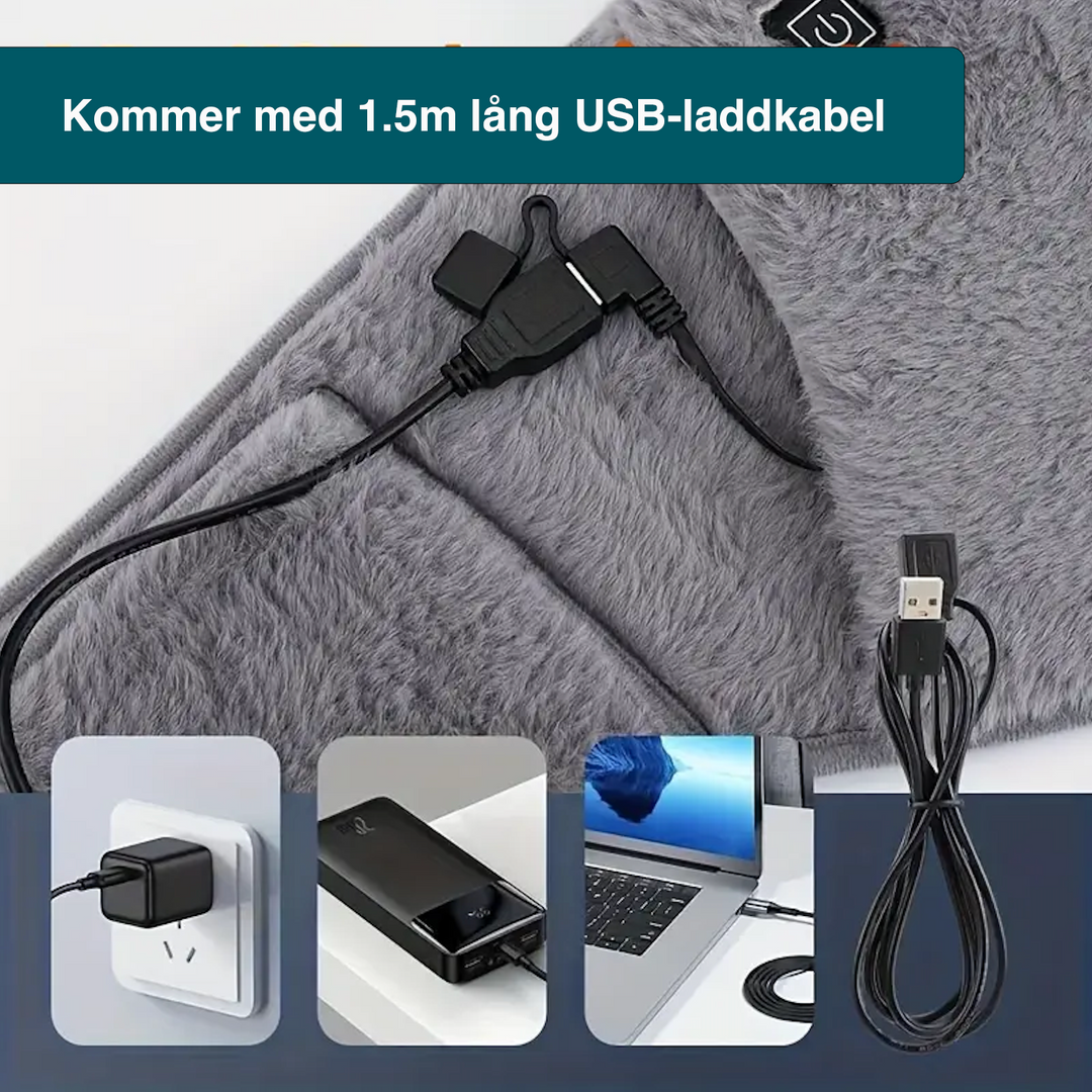 "Bärbar midje- & handvärmare i grått, kompakt och lätt design för hem & kontor, ger ständig värme för komfort och stresstämni