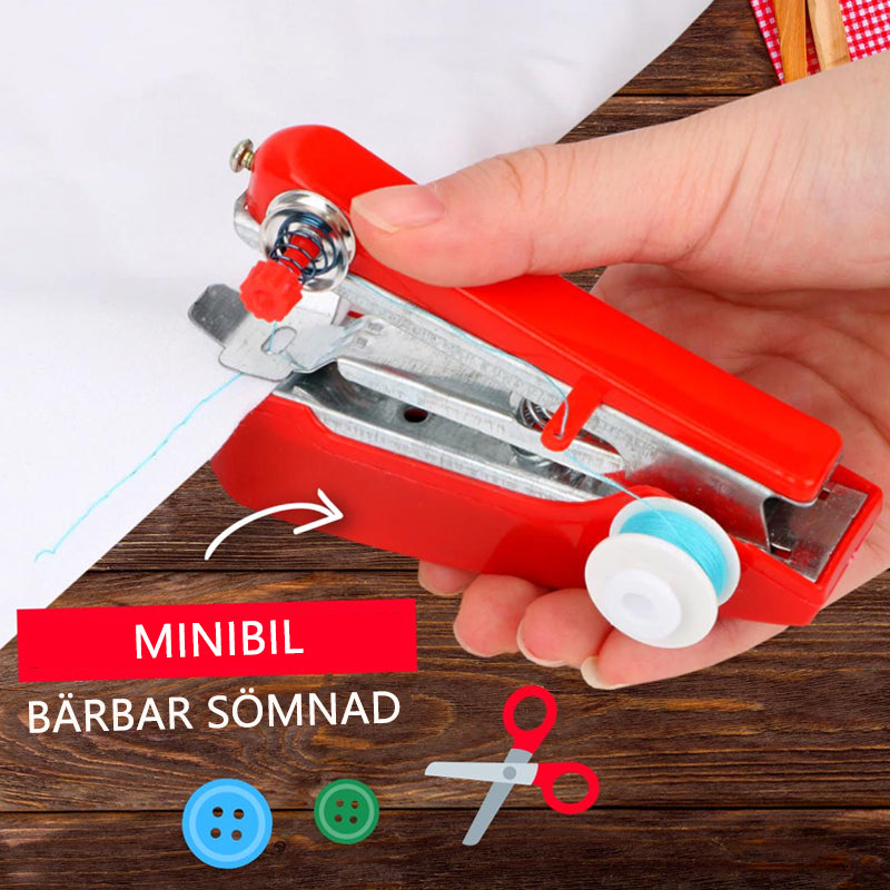 Bärbar mini symaskin i plast med multifärg i kompakt format för snabba reparationer och hobbyprojekt.