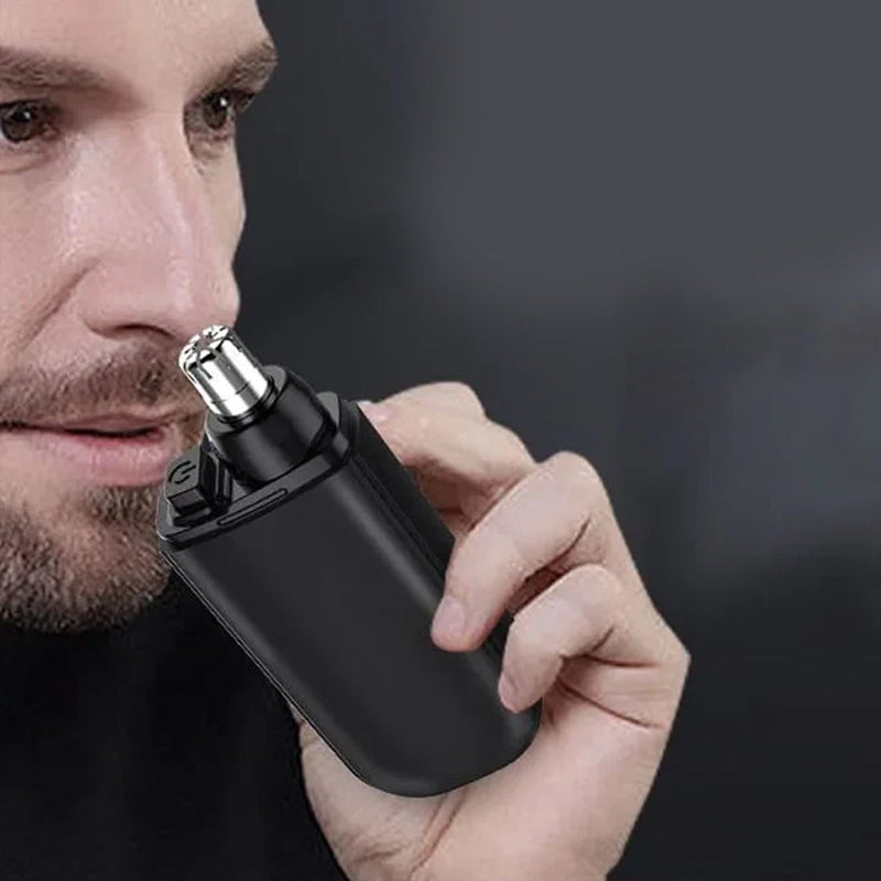 "Bärbar näshårstrimmer i stilren design, kompakt och vattentät, perfekt för smärtfri trimning av näshår."