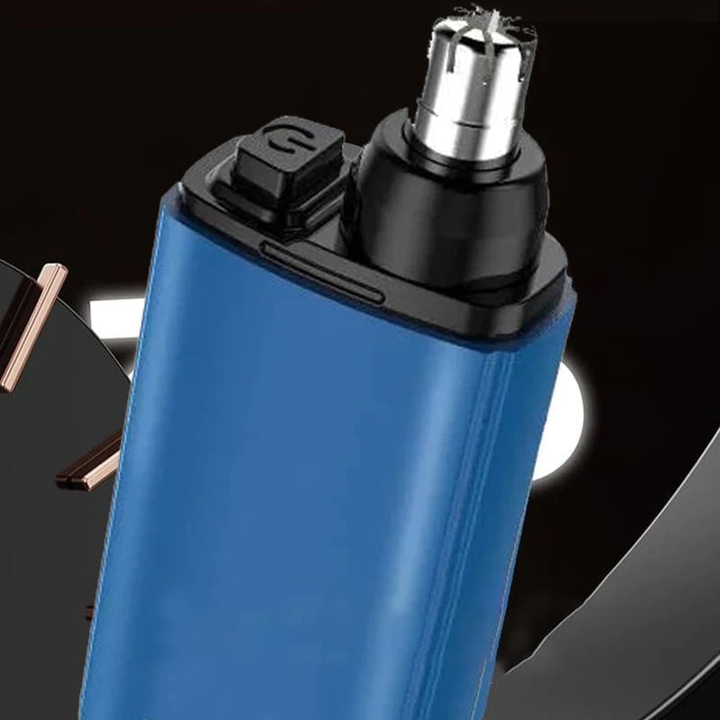 "Bärbar näshårstrimmer i stilren design, kompakt och vattentät, perfekt för smärtfri trimning av näshår."