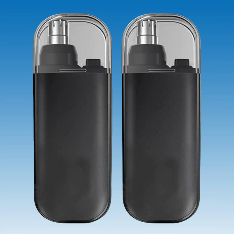 "Bärbar näshårstrimmer i stilren design, kompakt och vattentät, perfekt för smärtfri trimning av näshår."