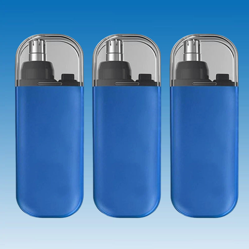 "Bärbar näshårstrimmer i stilren design, kompakt och vattentät, perfekt för smärtfri trimning av näshår."