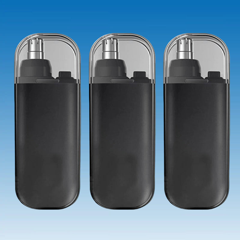 "Bärbar näshårstrimmer i stilren design, kompakt och vattentät, perfekt för smärtfri trimning av näshår."