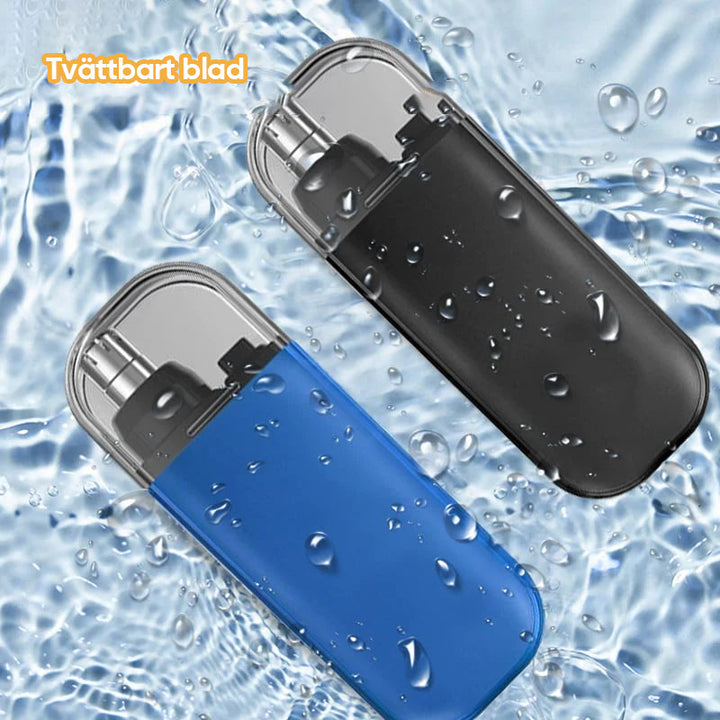 "Bärbar näshårstrimmer i stilren design, kompakt och vattentät, perfekt för smärtfri trimning av näshår."