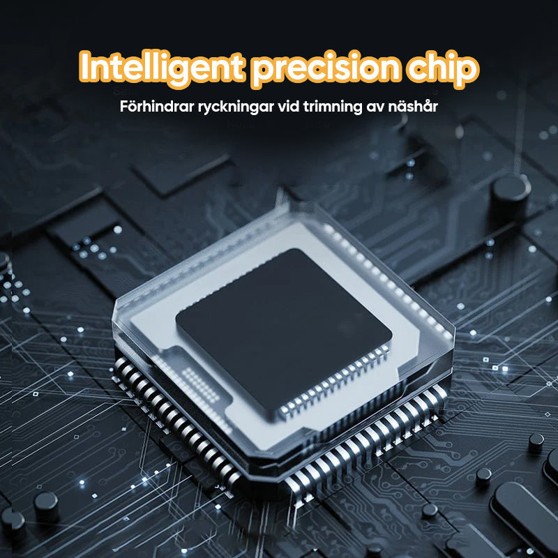 "Bärbar näshårstrimmer i stilren design, kompakt och vattentät, perfekt för smärtfri trimning av näshår."