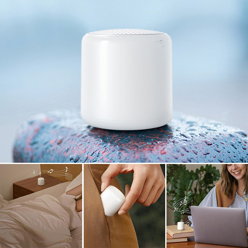 "Bärbar trådlös Bluetooth-högtalare i macaroon-färg med modern design, kompakt och lätt, perfekt för resor och hemmet."