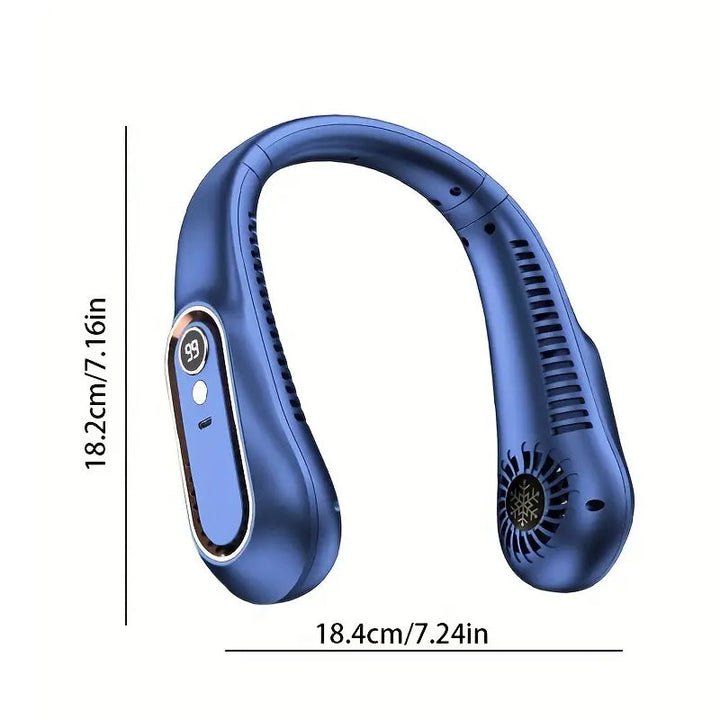 "Bärbar USB-återladdningsbar fläkt, vit, med headsetdesign, 5 hastigheter, perfekt för inomhus/utomhusbruk"
