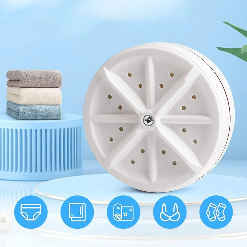 "Bärbar vit minitvättmaskin för diskbänk, kompakt design, USB-driven, liten och lätt, för hem, resa, kontor."