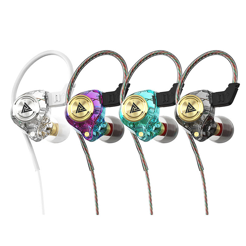 "Bärbara trådbundna in-ear hörlurar med mikrofon, vit, ergonomisk design, för överlägsen 3D-ljudupplevelse."