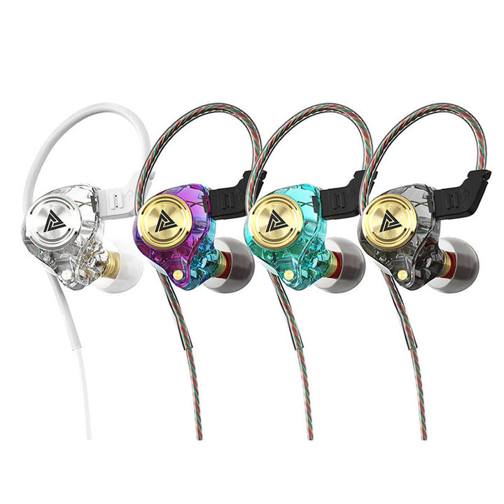 "Bärbara trådbundna in-ear hörlurar med mikrofon, vit, ergonomisk design, för överlägsen 3D-ljudupplevelse."