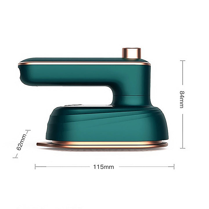 "Bärbart 2-i-1 plaggjärn med triangulär spets, kompakt och idealisk för resor, perfekt för knappar och kragar."