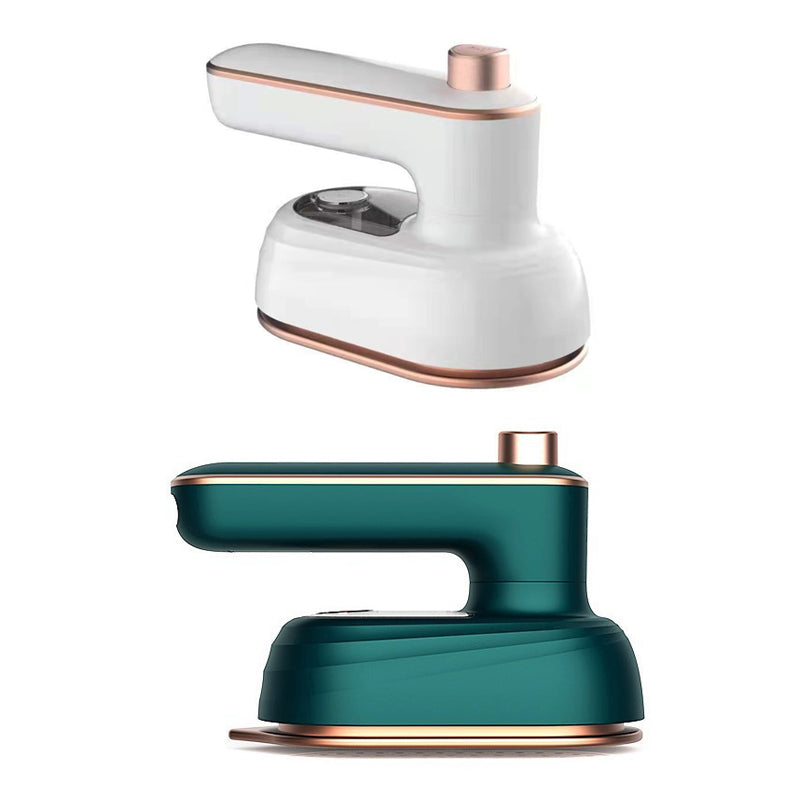 "Bärbart 2-i-1 plaggjärn med triangulär spets, kompakt och idealisk för resor, perfekt för knappar och kragar."