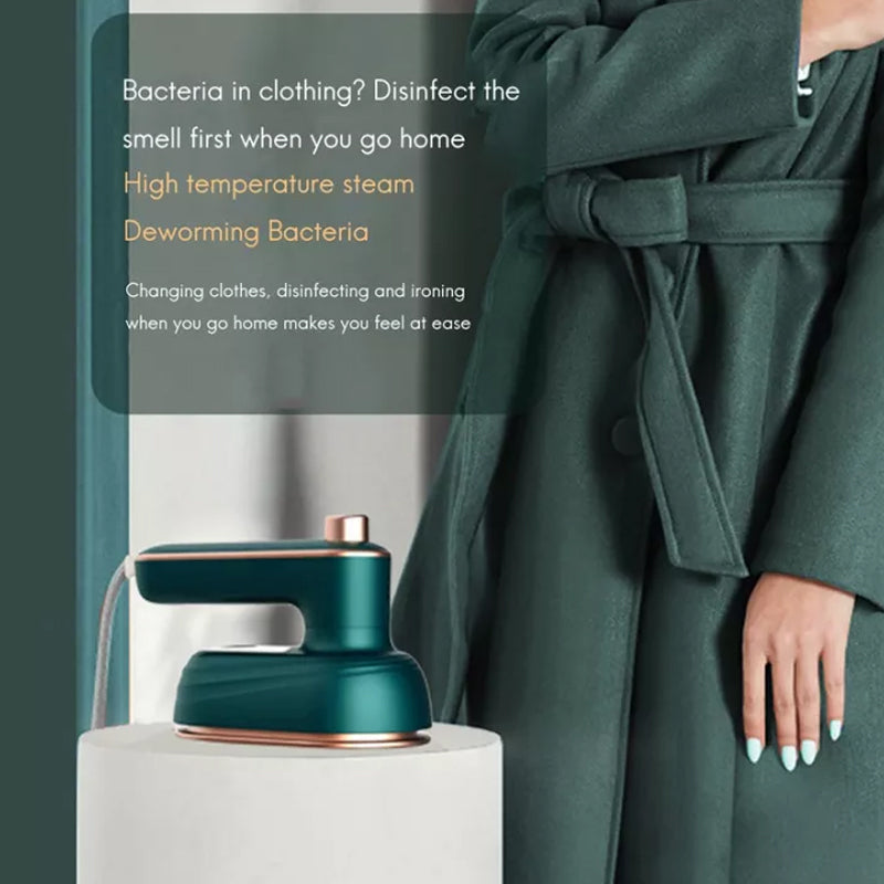 "Bärbart 2-i-1 plaggjärn med triangulär spets, kompakt och idealisk för resor, perfekt för knappar och kragar."