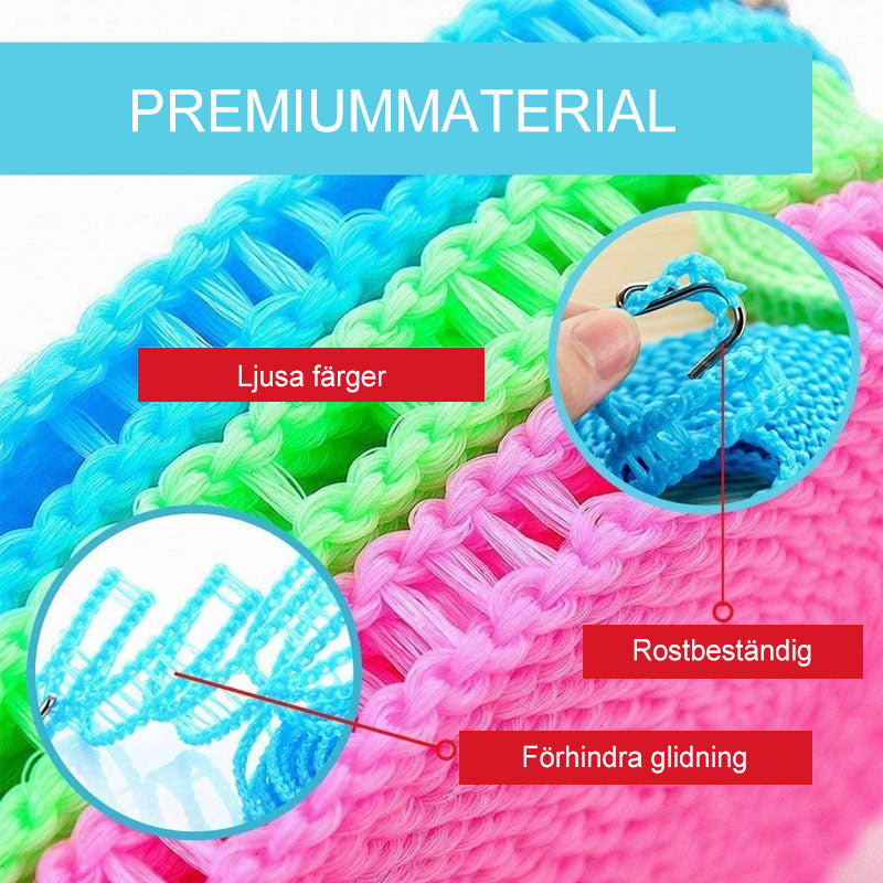Bärbart klädstreck i polyeten, grön färg, enkel att justera med krokar, för hem och camping, 5 meter lång.