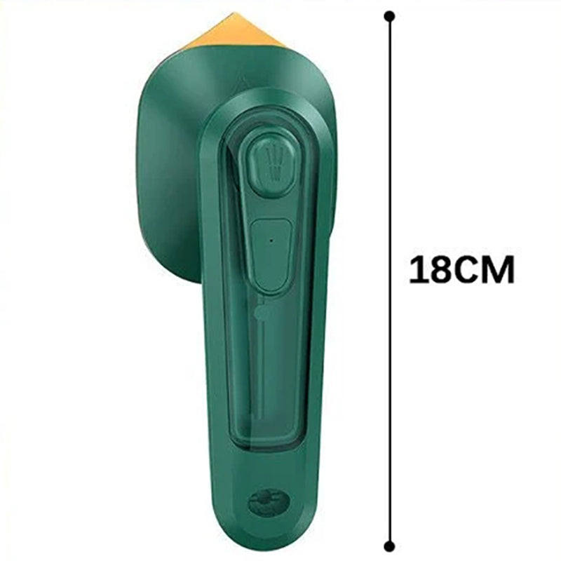 "Bärbart mini ångstrykjärn med kompakt design, kraftfull ånga, röd färg, perfekt för resor och olika tyger."