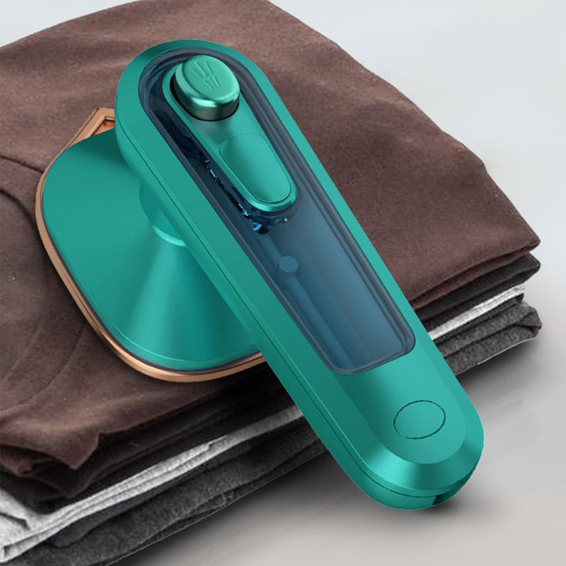 "Bärbart mini ångstrykjärn med kompakt design, kraftfull ånga, röd färg, perfekt för resor och olika tyger."