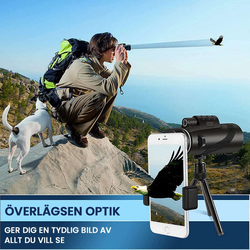 "Bärbart Zoom HD 5000M teleskop för utomhusbruk, justerbart fokus, HD-optik med BAK4 prisma för klar stjärn- och naturskådnin