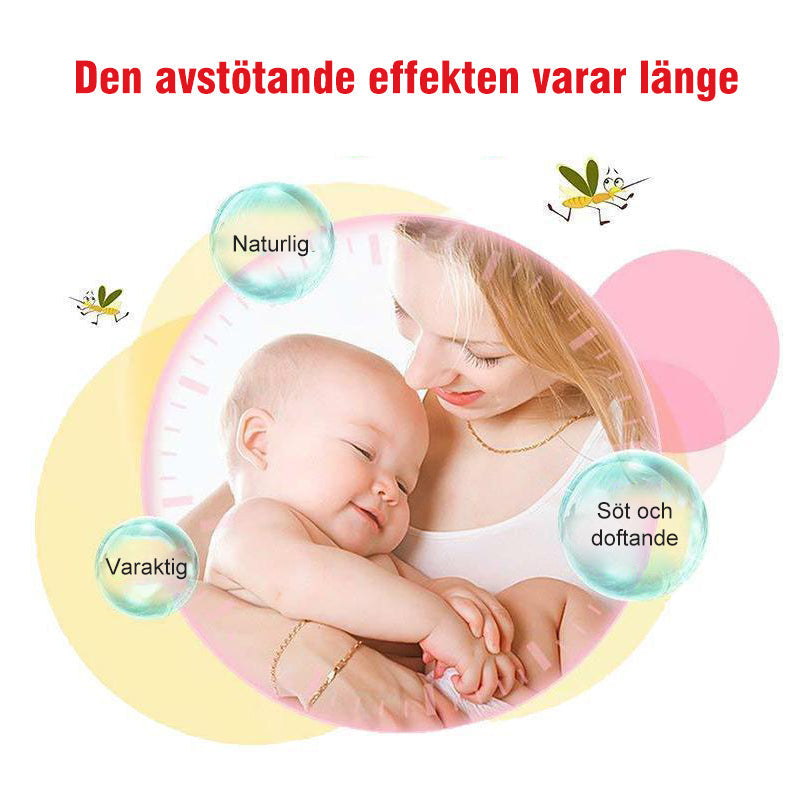 Barn myggavvisande plåster med örter. Färgglada och cirkelformade klistermärken på genomskinlig bakgrund.