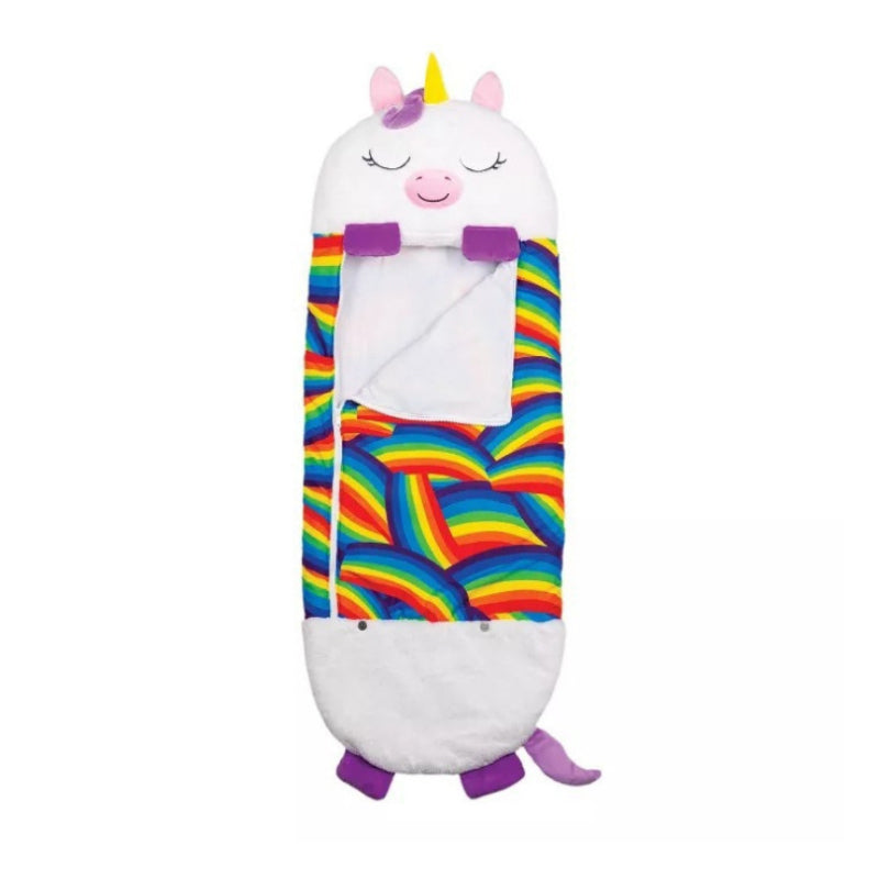 "Barns lekkudde och sovsäck med djurkaraktär, mjukt plysch, dragkedja, 2-i-1-design för lek och vila."