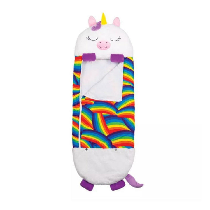 "Barns lekkudde och sovsäck med djurkaraktär, mjukt plysch, dragkedja, 2-i-1-design för lek och vila."