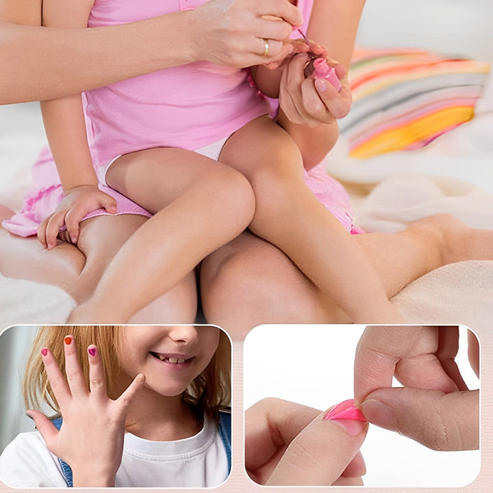 "Barnsminkset i lekhusform med färgglada sminkprodukter, perfekt för kreativa barn. Säker och rolig lek för unga fashionister