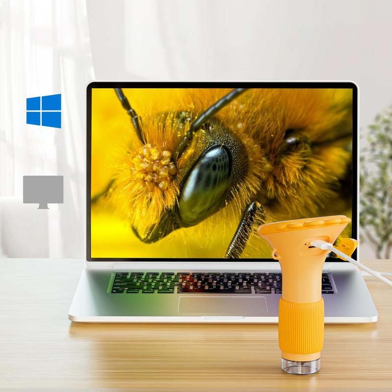 Barnvetenskapsmikroskop med färgdisplay, kompakt design, kraftfull förstoring och LED-belysning för unga forskare.