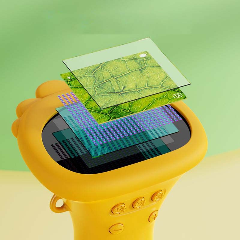 Barnvetenskapsmikroskop med färgdisplay, kompakt design, kraftfull förstoring och LED-belysning för unga forskare.