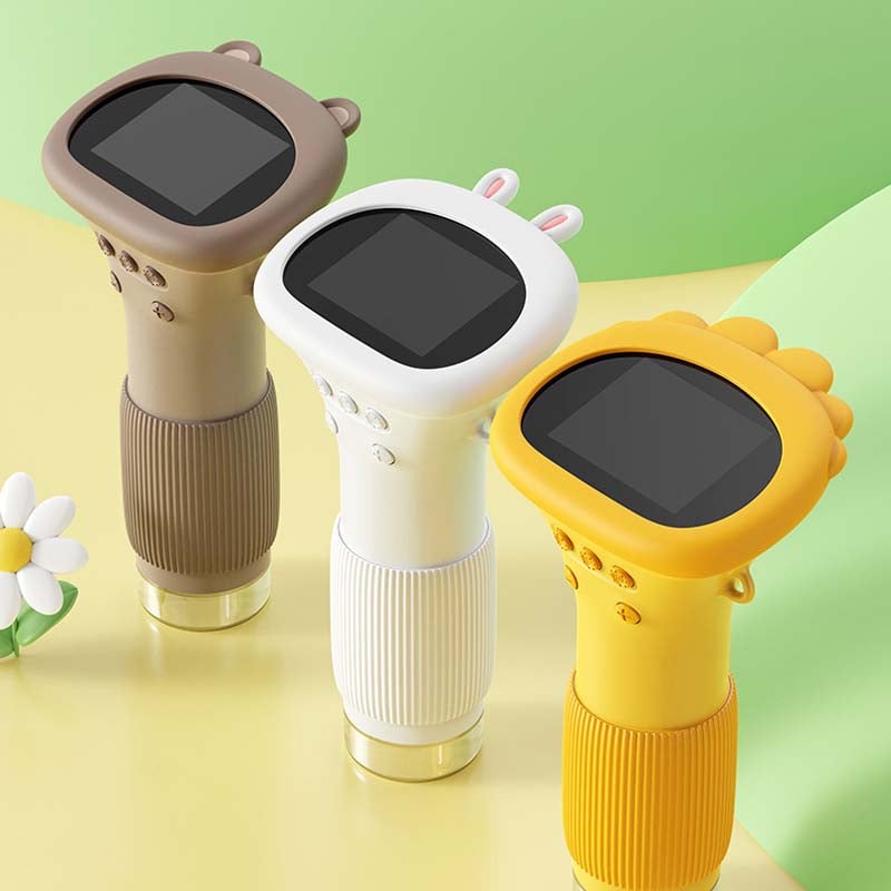 Barnvetenskapsmikroskop med färgdisplay, kompakt design, kraftfull förstoring och LED-belysning för unga forskare.