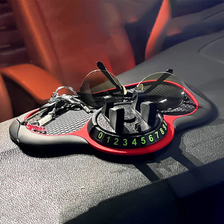 "Bil anti-halk telefonmatta i svart PVC, med justerbar telefonhållare och 360° rotation, för säker och stilren bilkörning."