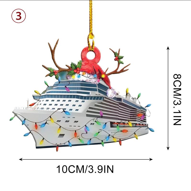 "Bil och båt jul järnprydnad med hänge, robust järn, färgglad och iögonfallande, perfekt för julgran eller bil."