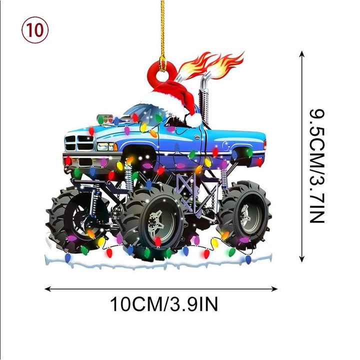 "Bil och båt jul järnprydnad med hänge, robust järn, färgglad och iögonfallande, perfekt för julgran eller bil."