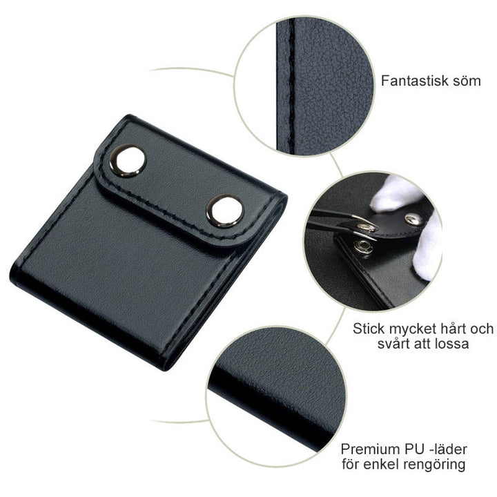 "Bilbältejusterare i premiumläder, brun färg, säker och bekväm för barn och vuxna i bilen."