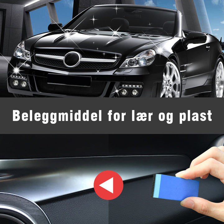 "Bilens interiörmedel för läder och plast, skyddar mot UV och oxidation, ger omedelbar glans och nybilskänsla."