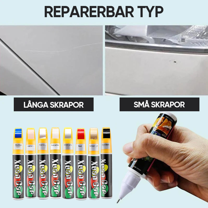 "Bilreparationspenna för repor, 8 färger, visas med champagne guld, perfekt för att enkelt dölja bilrepor."