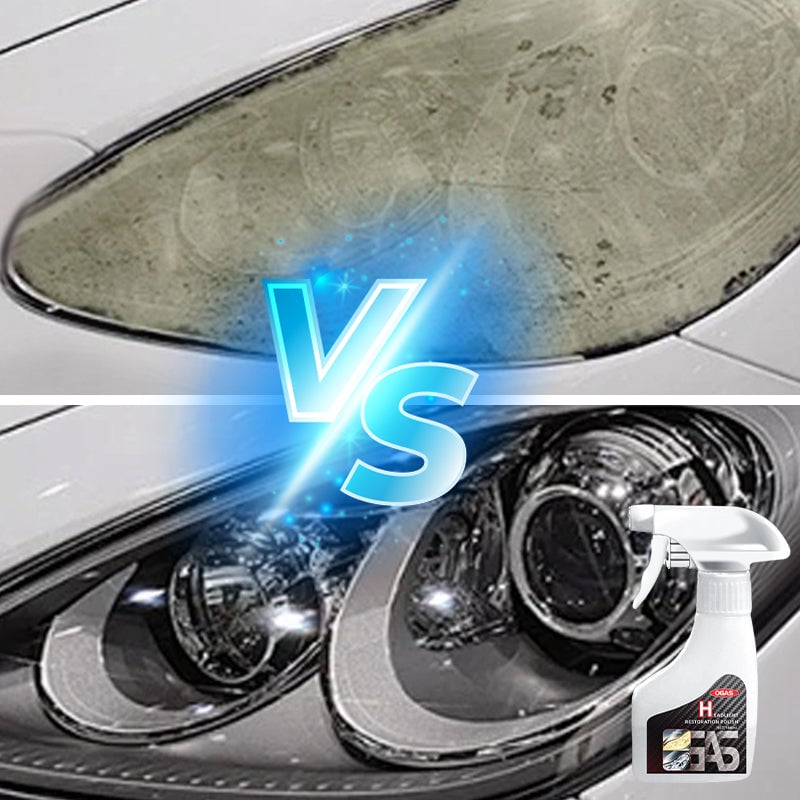 "Bilstrålkastarrengöringsspray, förbättrar ljusstyrkan, skyddar mot UV, klar flaska, förnyar bilstrålkastare snabbt."