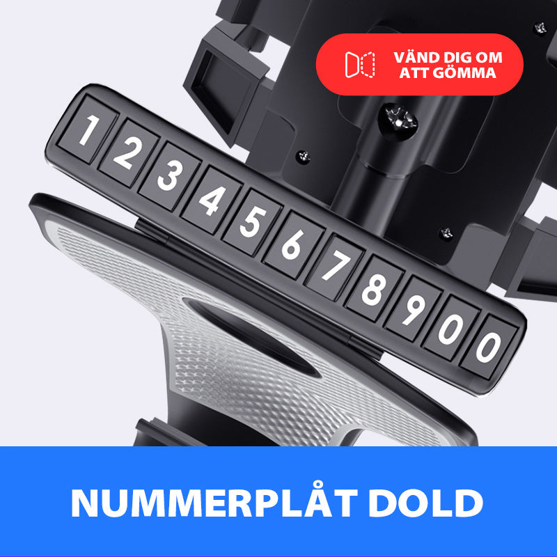 "Biltelefonhållare i svart ABS, elegant 360° rotation, värmebeständig, enkel installation, skyddskuddar mot repor."