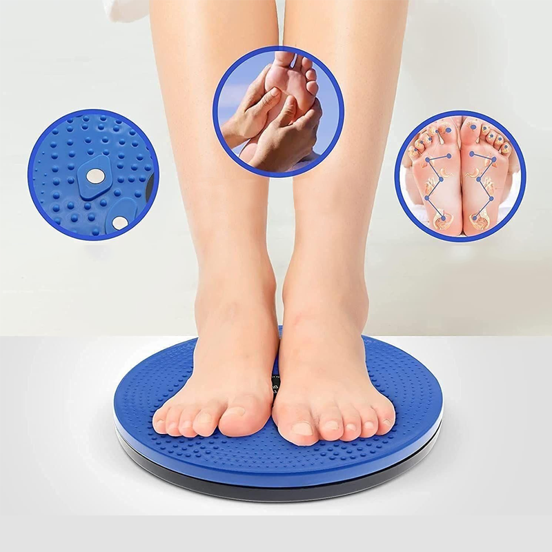 "Blå magnetisk midjetwist bräda för fitness, unisex design, förbättrar core träning och ger massage med magnetisk vridning."