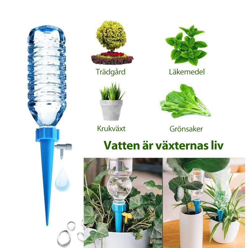 "Blå och grön självbevattning för PET-flaska, kompakt och miljövänlig design för trädgård och inomhusväxter"