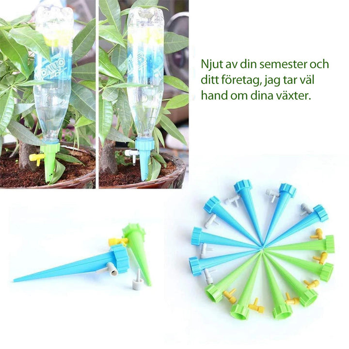 "Blå och grön självbevattning för PET-flaska, kompakt och miljövänlig design för trädgård och inomhusväxter"