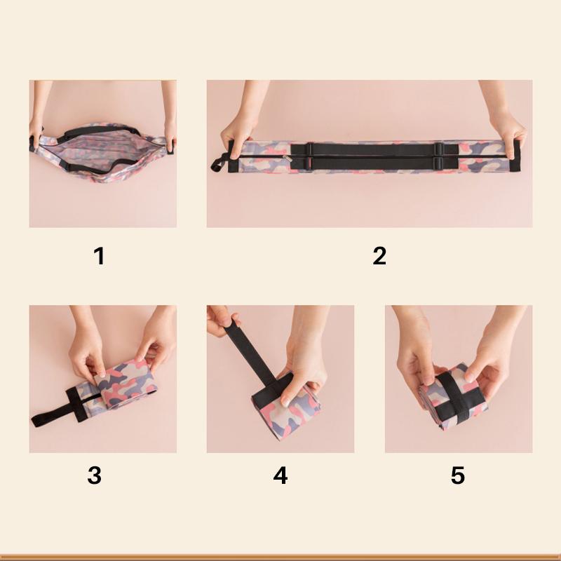 "Blå vikbar vattentät reseshoppingväska av nylon; lätt, rymlig och slitstark för dam och herr; perfekt för shopping."