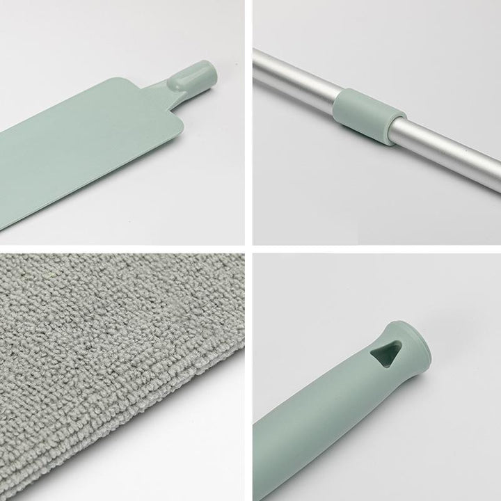 "Böjbar mikrofiber dammvippa för hemstädning, blå, anpassningsbar för svåråtkomliga ytor, med rostfritt stålhandtag."