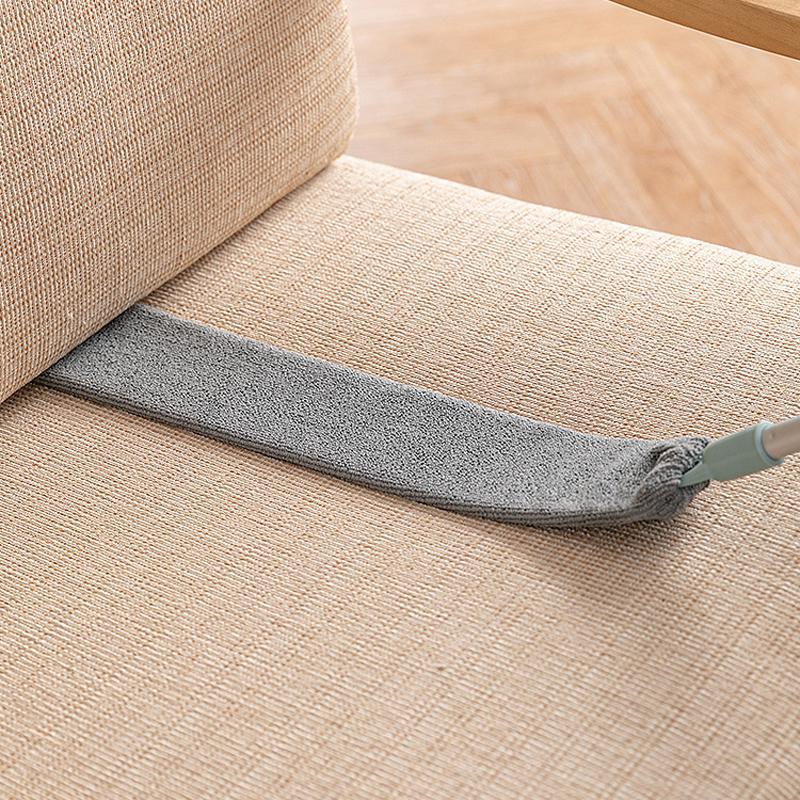 "Böjbar mikrofiber dammvippa för hemstädning, blå, anpassningsbar för svåråtkomliga ytor, med rostfritt stålhandtag."