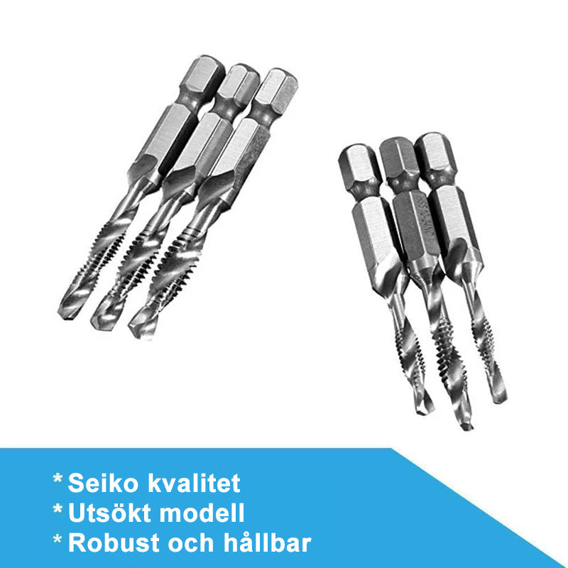 "Borrbitssats för plåt, höghastighets stål, slitstarkt, ergonomisk design, perfekt för stålborrning i gör-det-själv-projekt."