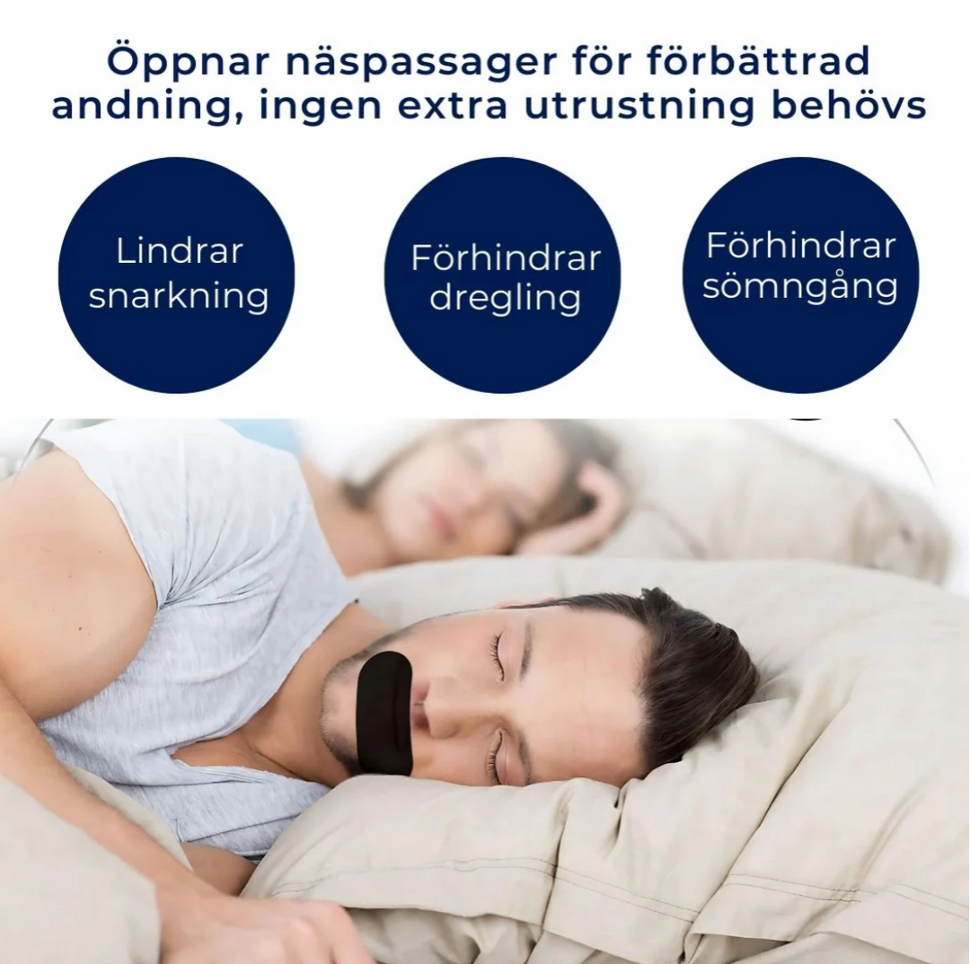 "BreatheEase muntejp i förpackning, hudvänlig tape mot snarkning för förbättrad näsandning och sömnkvalitet, 30 bitar."