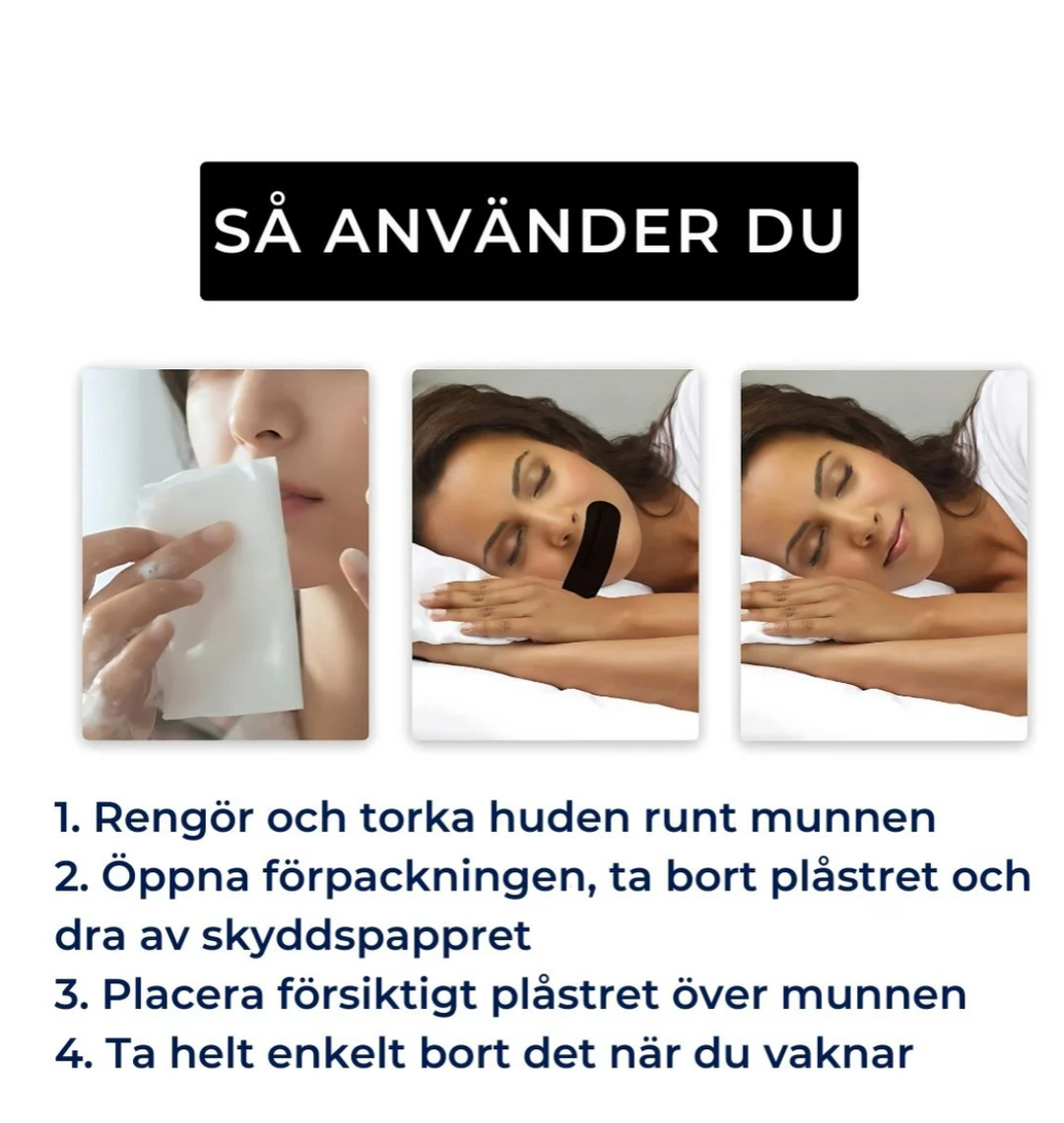 "BreatheEase muntejp i förpackning, hudvänlig tape mot snarkning för förbättrad näsandning och sömnkvalitet, 30 bitar."