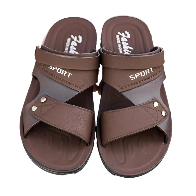 "Bruna herr slip-on sandaler, lättviktsdesign, andas perfekt för sommar, med slitstark yttersula och bekväm fotbädd."
